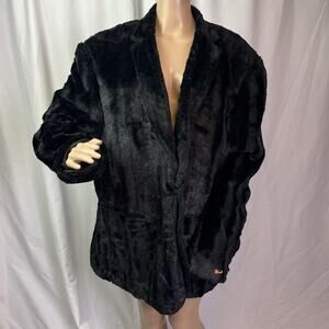 Steven Land Coat Mens 3XL Black Faux Fur Fleece Nikko Overcoat Winter Jacket